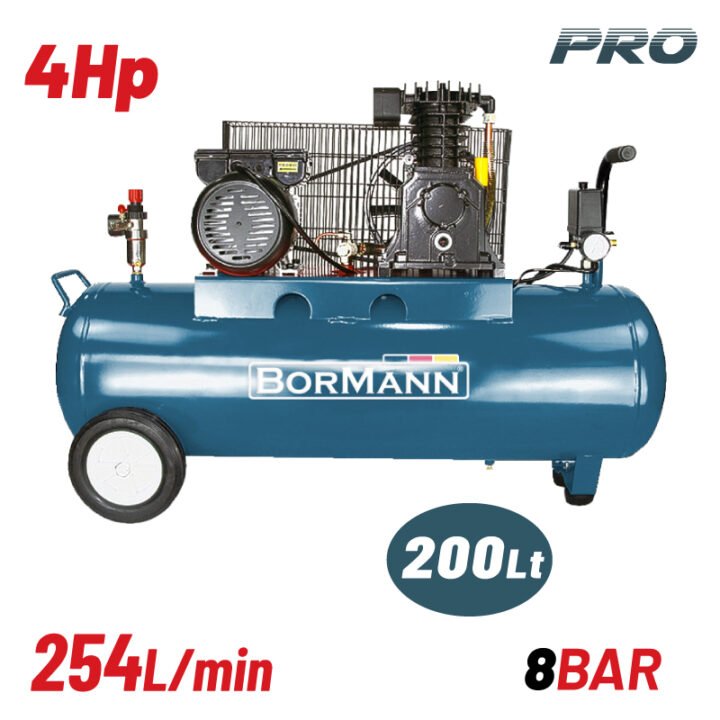 BORMANN BAT5018 Αεροσυμπιεστής Ιμάντα, 4hp,200L, 254L/min