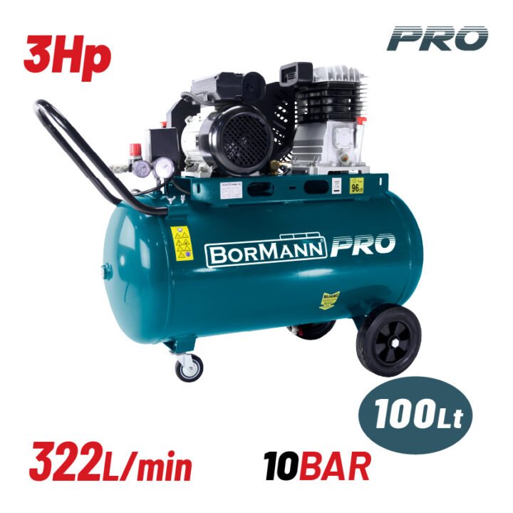 BORMANN Pro BAT5060 Αεροσυμπιεστής Ιμάντα, 3Hp,100L, 322L/min