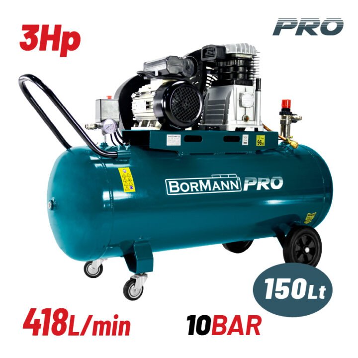BORMANN Pro BAT5070 Αεροσυμπιεστής Ιμάντα, 3Hp,150L, 418L/min