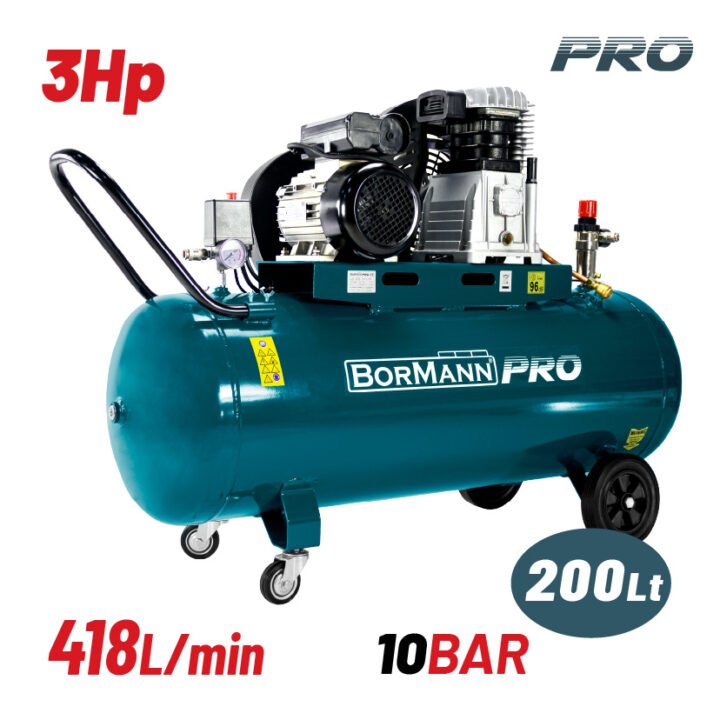 BORMANN Pro BAT5090 Αεροσυμπιεστής Ιμάντα 3Hp, 200L, 418L/Min