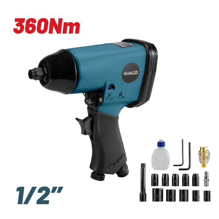 BORMANN BAT6100 Αερόκλειδο 1/2'', με 10τεμ. Καρυδάκια, Ροπή 360Nm
