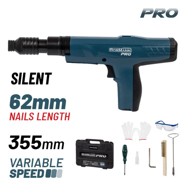BORMANN Pro BAT6300 Καρφωτικό Πιστόλι Φυσιγγιού Ημι-αυτόματο για Δομικά Υλικά,Ξύλο και Μέταλλο