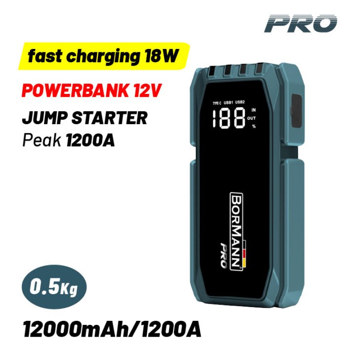 BORMANN Pro BBC8530 Εκκινητής Μπαταρίας Φορητός & PowerBank 12V,12000mAh,Γρήγορη Φόρτιση 18W
