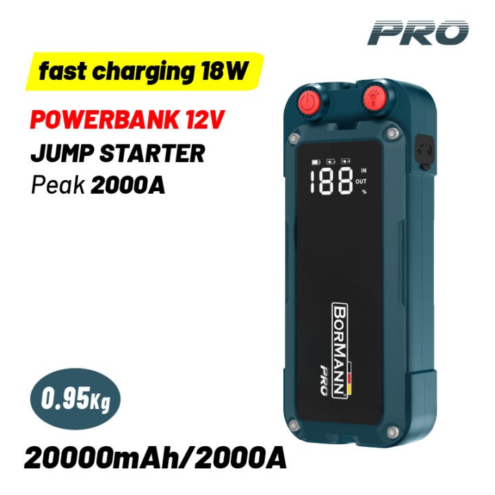 BORMANN Pro BBC9030 Εκκινητής Μπαταρίας Φορητός & PowerBank 12V, 20000mAh/2000A, Γρήγορη Φόρτιση 18W
