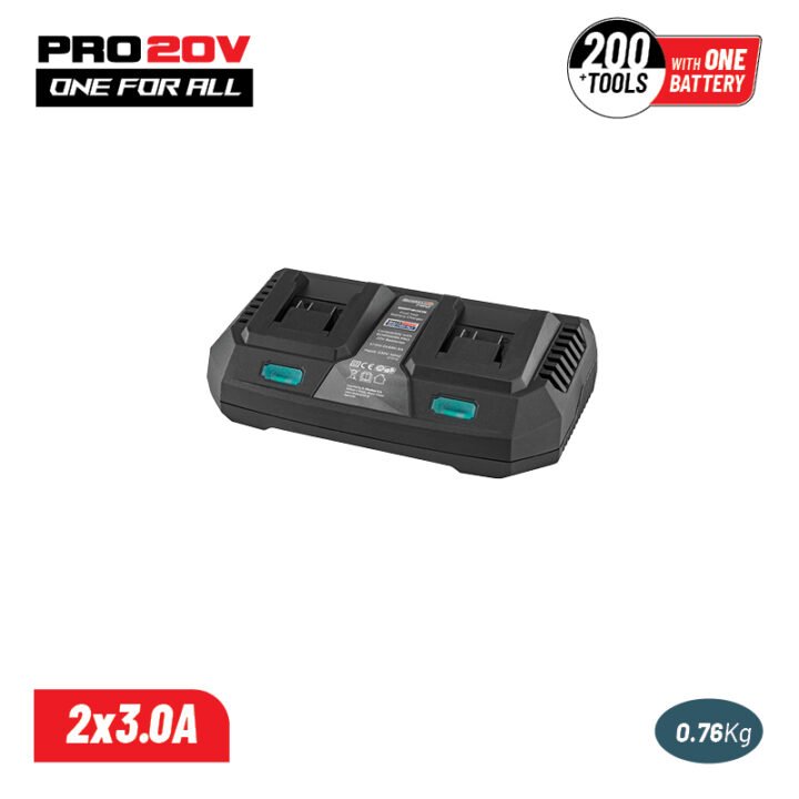 BORMANN Pro BBP2005 Φορτιστής Διπλής Μπαταρίας, 20V Li-Ion-2X4Ah-3A