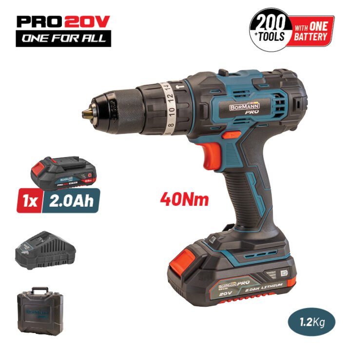 BORMANN Pro BBP3050 Κρουστικό Δραπανοκατσάβιδο Μπαταρίας 20V,40Nm,Li-Ion,1x2Ah & Bαλίτσα