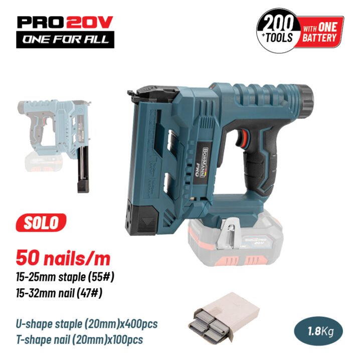BORMANN Pro BBP3630 Καρφωτικό Μπαταρίας 20V για Καρφιά 15-25mm και Δίχαλα 15-32mm, SOLO