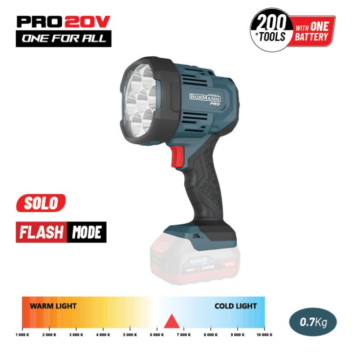BORMANN Pro BBP3905 Φακός Προβολέας Μπαταρίας 20V, 1000/2500Lm, SOLO