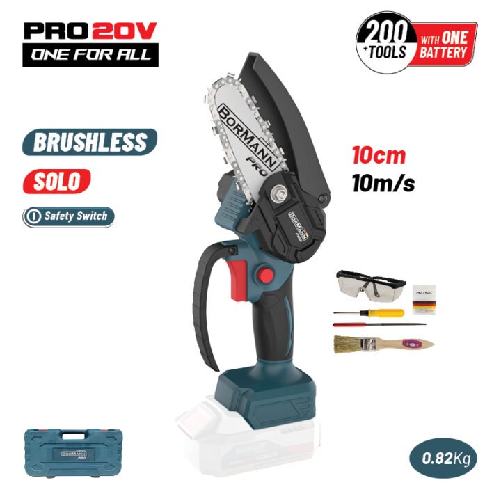 BORMANN Pro BBP3914C Κλαδ Αλυσοπρίονο Μπαταρίας 20V,Brushless, Λάμα 10cm, 825gr,1/4"1.1mm 28οδ.11m/s