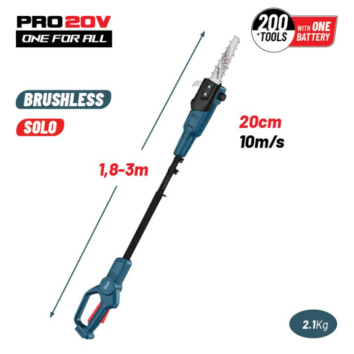BORMANN Pro BBP4220 Τηλεσκοπικό Κονταροπρίονο Μπαταρίας 20V,Λάμα 20cm,Αυτόματη Λίπανση,Βαλίτσα, SOLO
