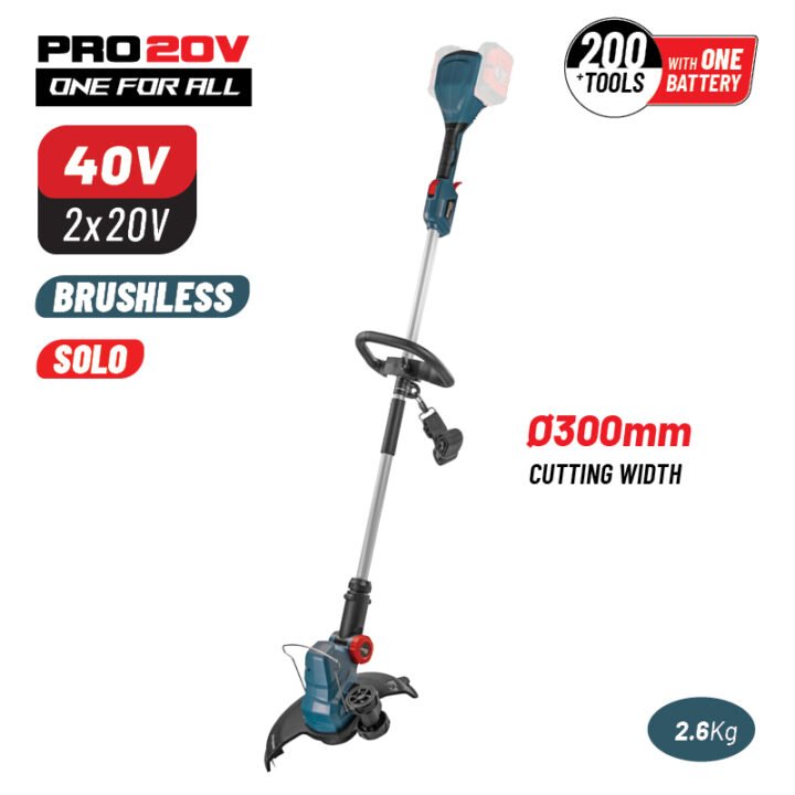 BORMANN Pro BBP4550 Θαμνοκοπτικό Μπαταρίας 40V, (2x20v), Li-Ion, 30cm Mεσινέζα, SOLO