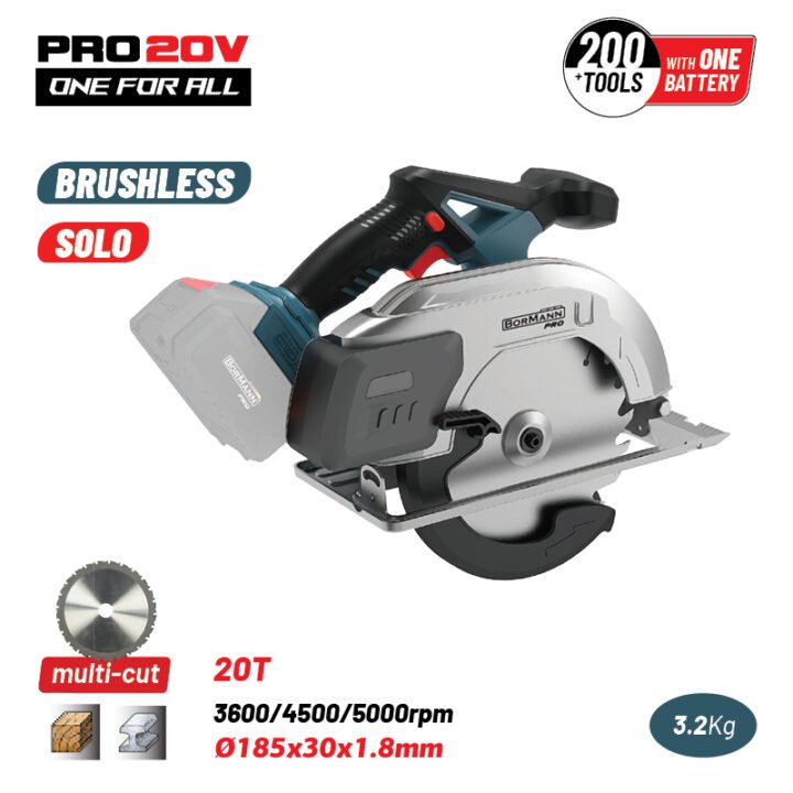 BORMANN Pro BBP5355 Δισκοπρίονο Ξύλου/Μετάλλου Μπαταρίας 20V,Li-Ion,3600/4500/5000rpm,Κοπή 64mm,SOLO