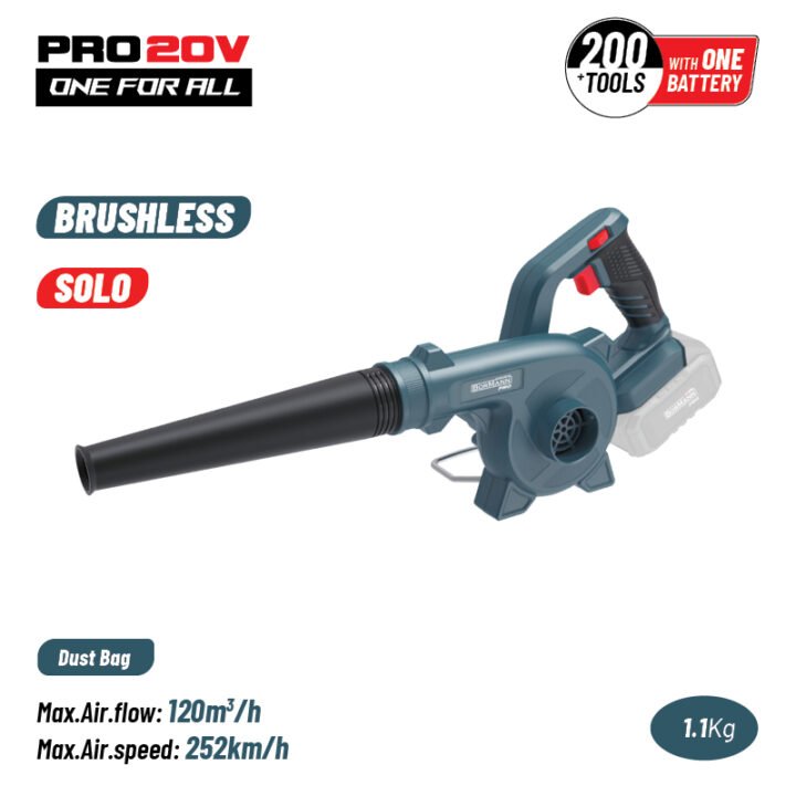 BORMANN Pro BBP5365 Φυσητήρας-Αναρροφητήρας Μπαταρίας 20V,Li-Ion,Ταχύτητα Αέρα 252km/h,SOLO