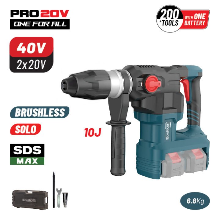 BORMANN Pro BBP5370 Περιστροφικό Πιστολέτο Μπαταρίας SDS-MAX Brushless 40V (2x20V),Li-Ion,10J,6.8kg