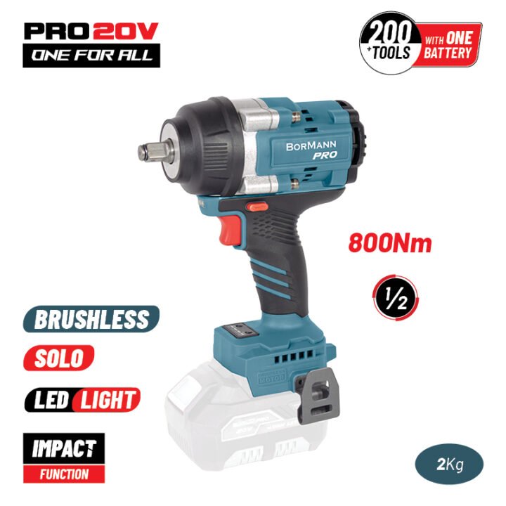 BORMANN Pro BBP5385 Μπουλονόκλειδο, Brushless Mπαταρίας 20V, Li-Ion, 800Nm ,0-1400/1900/2400rpm, SOLO