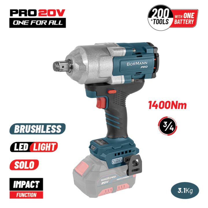 BORMANN Pro BBP5390 Μπουλονόκλειδο Brushless Mπαταρίας 20V, Li-Ion, 1400Nm, 0-900/1200/1500rpm, SOLO