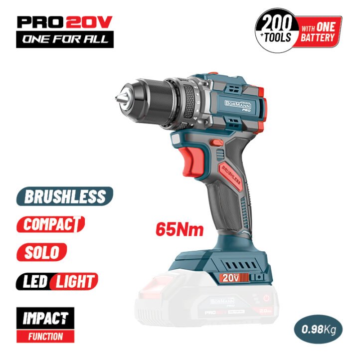 BORMANN Pro BBP5400 Δραπαν/βιδο Κρουστικό,Compact, Brushless 20V, Li-Ion, 65Nm με 2 Ταχύτητες