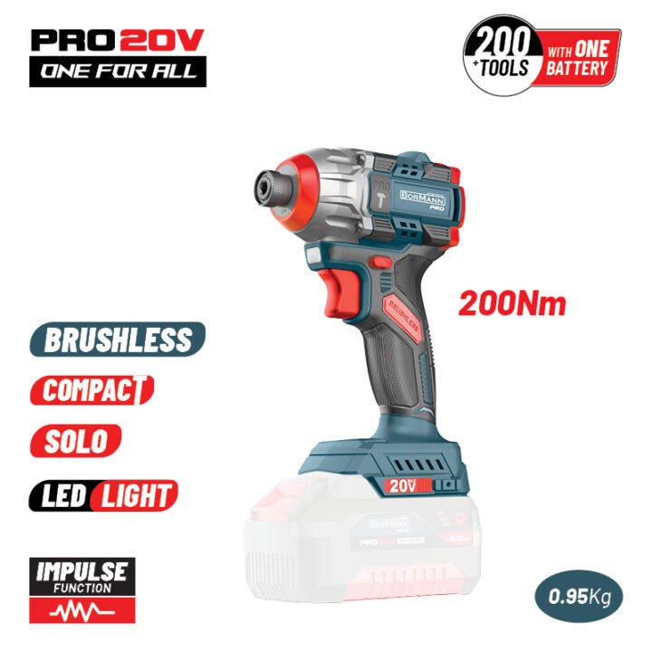 BORMANN Pro BBP5410 Παλμικό Κατσαβίδι Compact Brushless Μπαταρίας 20V,Li-Ion,200Nm, SOLO