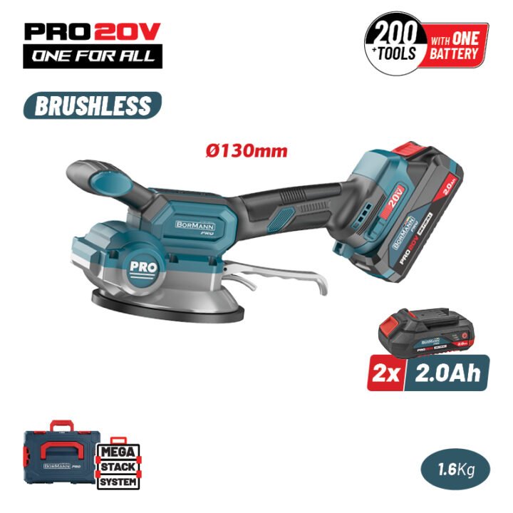 BORMANN Pro BBP5426X22C Βεντούζα-Δονητής Πλακιδίων 20V,Li-Ion,2x2Ah,130mm,60kg,3500-8000rpm