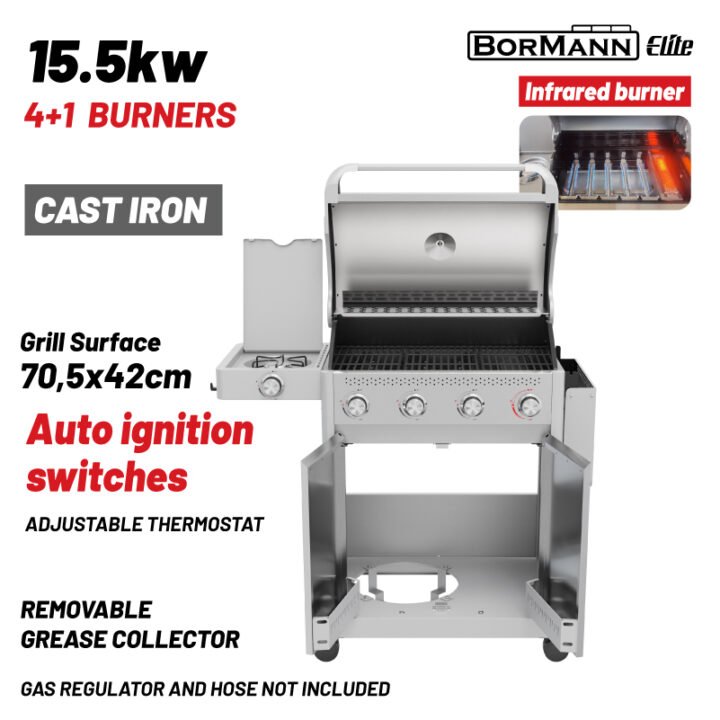 BORMANN Elite BBQ7041 Ψησταριά Υγραερίου LEGEND 4+1 Εστιών με Μαντεμένια Σχάρα LUXURY TYPE
