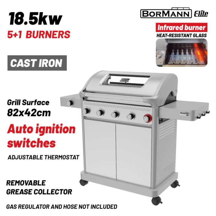 BORMANN Elite BBQ7051 Ψησταριά Υγραερίου LEGENd 5+1 Εστιών με Μαντεμένια Σχάρα LUXURY TYPE