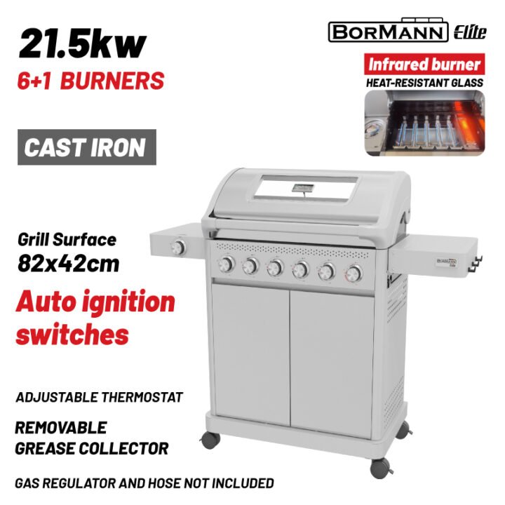 BORMANN Elite BBQ7061 Ψησταριά Υγραερίου LEGEND 6+1 Εστιών με Μαντεμένια Σχάρα LUXURY TYPE