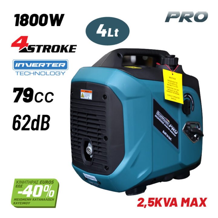 BORMANN Pro BGB2005 Γεννήτρια Βενζίνης Inverter 1800W,3kVA, 76cc,62dB