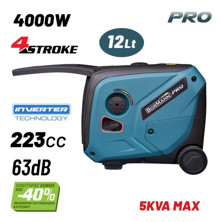 BORMANN Pro BGB2040 Γεννήτρια Βενζίνης Inverter 3500W,223cc,63dB, Χειρόμιζα,EURO 5