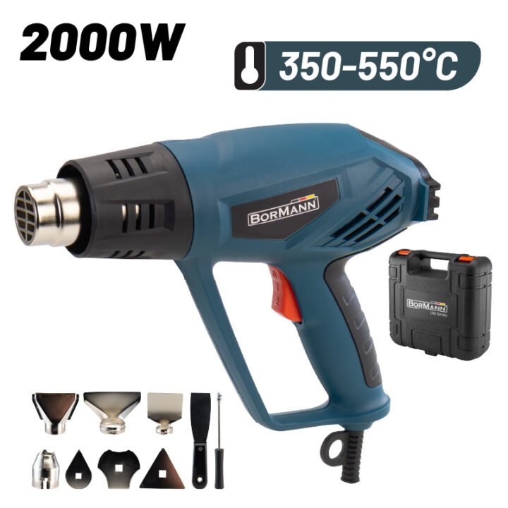 BORMANN BHG2200 Πιστόλι Θερμού Αέρα 2000W Και Αξεσουάρ σε Βαλίτσα