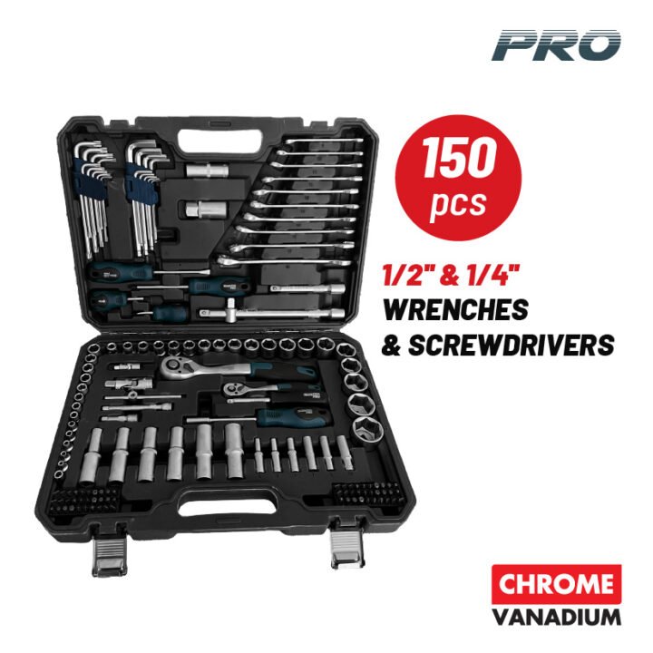 BORMANN Pro BHT5130 Σετ Καρυδάκια 1/4'' & 1/2' με Καστάνια, Κατσαβίδια, Κλειδιά 150τμχ