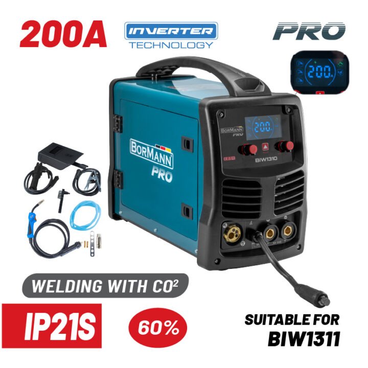 BORMANN Pro BIW1310 Ηλεκτροκόλληση MIG/MMA 200A,Gas/Νο Gas,1/3/5Kg (0,6-1mm)