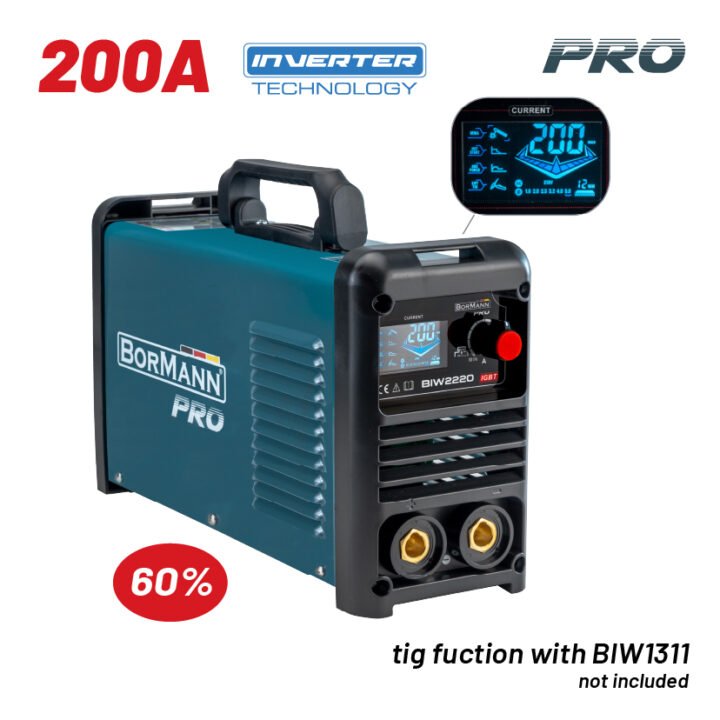 BORMANN Pro BIW2220 Ηλεκτροκόλληση Inverter, Synergic,Απόδοση 200Α/60%,Μεγ.Ηλεκτρόδιο 4mm