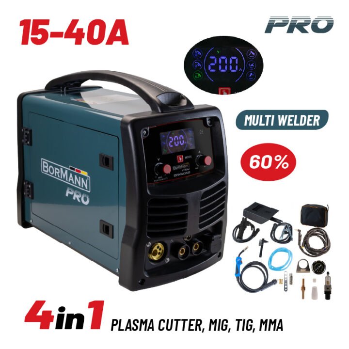 BORMANN Pro BIW4050 ΠΟΛΥΣΥΓΚΟΛΛΗΤΗΣ / ΚΟΦΤΗΣ 4 ΣΕ 1 (PLASMA CUTTER, MIG, TIG, MMA) 15-200Α/20-40Α, 60%