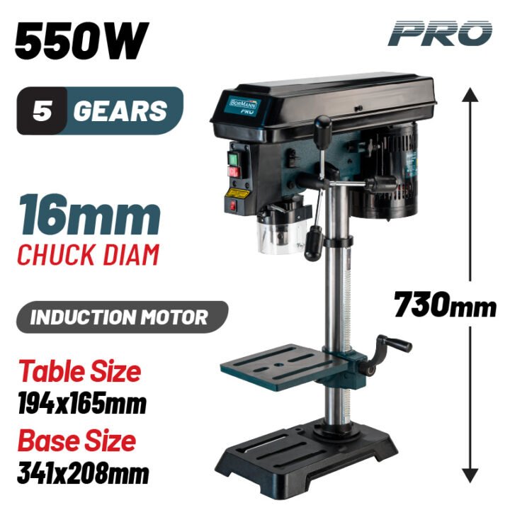 BORMANN Pro BKD1655 Κολωνάτο Δράπανο Με Λέιζερ, 16mm, 550W, H:730mm