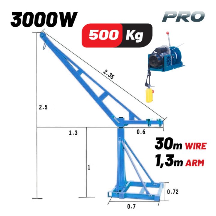 BORMANN Pro BPA6100 Ηλεκτρικό Παλάγκο (Γερανάκι) με Βάση,500kg,με Θερμικό Διακόπτη