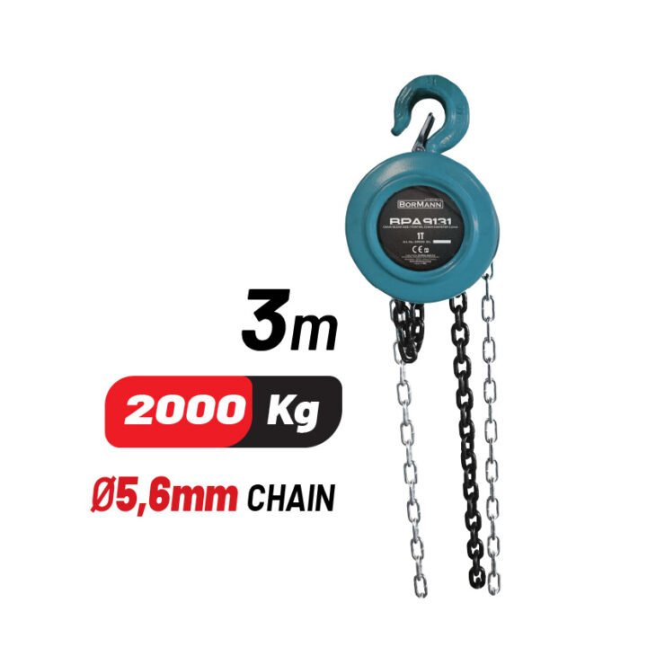 BORMANN BPA9231 Παλάγκο Αλυσίδας 2T, 3M, Διάμετρος Αλυσίδας 5.6mm