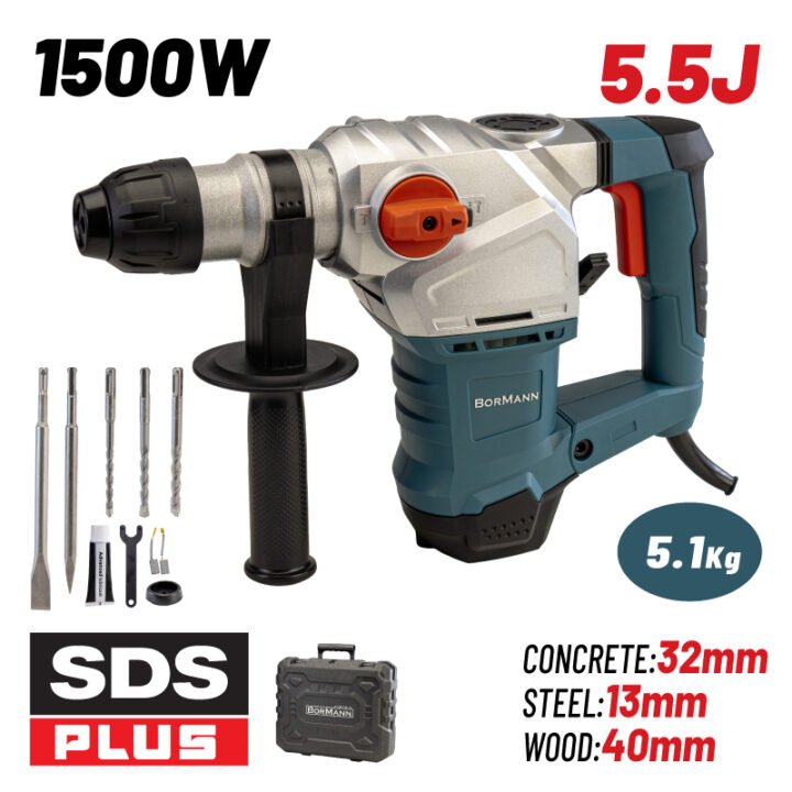 BORMANN BPH4000 Σκαπτικό Περιστροφικό Πιστολέτο SDS-PLUS 1500W,5.5J,βαλίτσα με εξαρτήματα