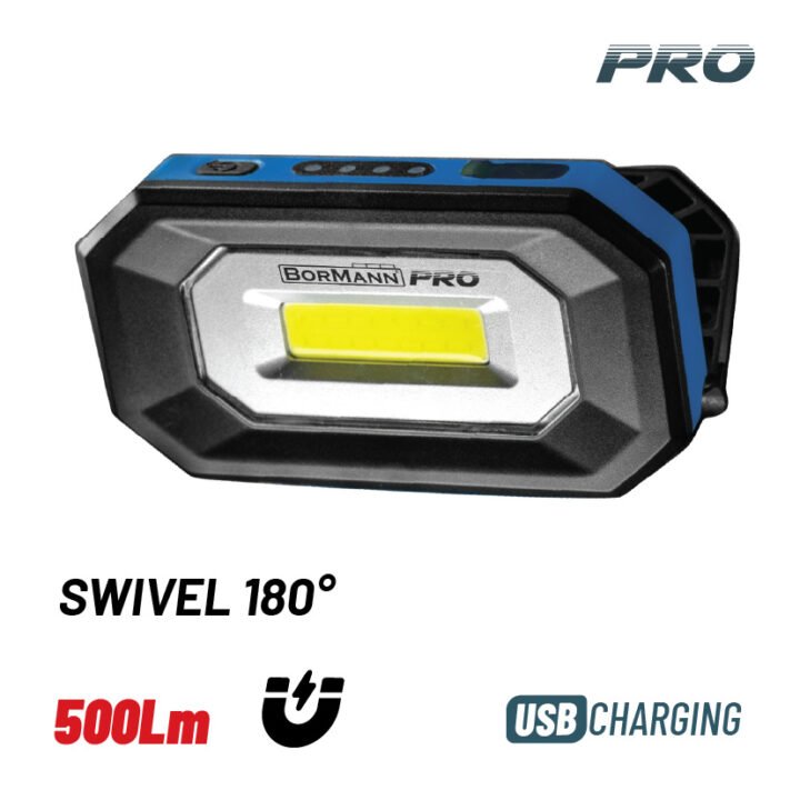 BORMANN Pro BPR6014 Φακός Εργασίας Επαναφορτιζόμενος 500Lm Με Μαγνήτη, Αδιάβροχος, 180° Περιστροφή