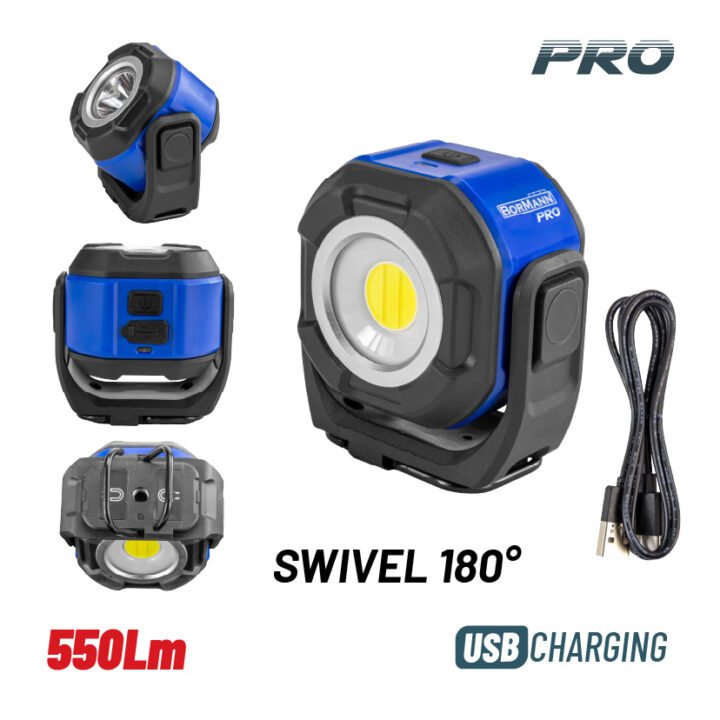 BORMANN Pro BPR6016 Προβολέας Εργασίας LED Επαναφορτιζόμενος, 550Lm, Διπλής Όψης, Αδιάβροχος