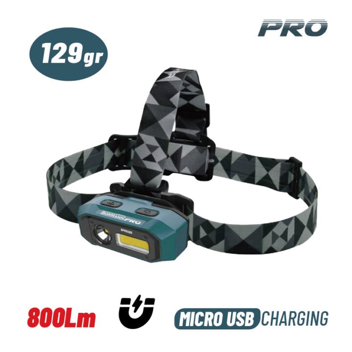 BORMANN Pro BPR6065 Φακός Κεφάλης Επαναφορτιζόμενος Διπλής Λειτουργίας, 800Lm