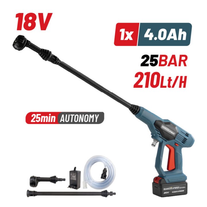 BORMANN Pro BPW1100 Πλυστικό Μπαταρίας 25Bar, 180Lt/H,1.7Kg, 4Ah,Πιστόλι με 5 Λειτουργίες