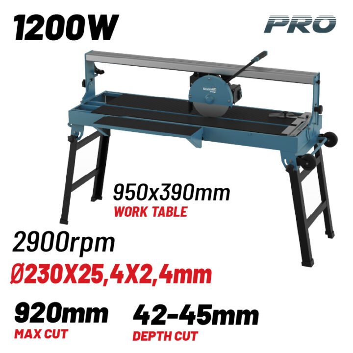 BORMANN Pro BTC3300 Κόφτης Πλακιδίων 1200W Υγράς Κοπής Φ230x25.4x2,4mm, Κοπή 920mm