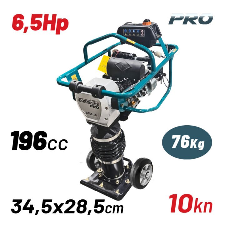 BORMANN Pro BTC5100 Συμπιεστής Εδάφους Κατακόρυφος Βενζιν/τος  6,5Hp, 196cc, Δύναμη Δόνησης 10Kn,76k