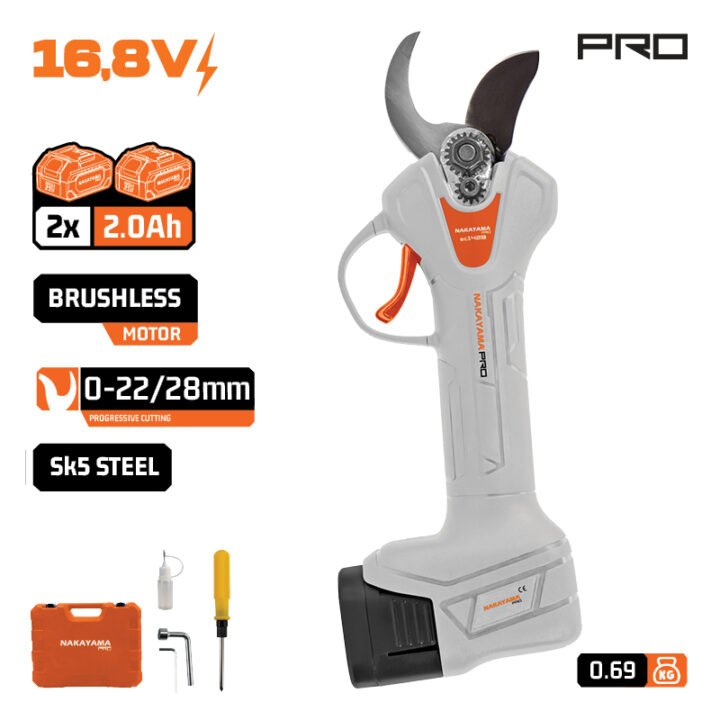 NAKAYAMA PRO EC1428 Ψαλίδι Κλάδου Brushless Μπαταρίας 16.8V,0-22/28mm, 1kg,2x2Ah Li-Ion