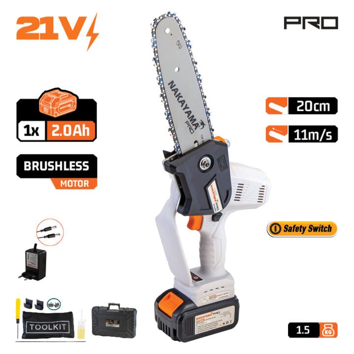 NAKAYAMA Pro EC1550 Κλαδευτικό Αλυσοπρίονο Μπαταρίας  21V, Brushless, Li-Ion, Λάμα 20cm, 1500gr