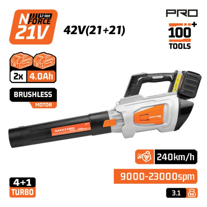NAKAYAMA Pro EC1719X44 Φυσητήρας Brushless Mπαταρίας 42V,Li-Ion,2x4.0Ah,240km/h