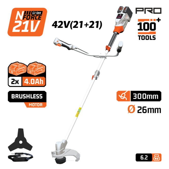 NAKAYAMA Pro EC4611X44 Θαμνοκοπτικό Brushless Μπαταρίας 42V (21+21),Li-Ion,2x4Ah,30cm Μεσινέζα