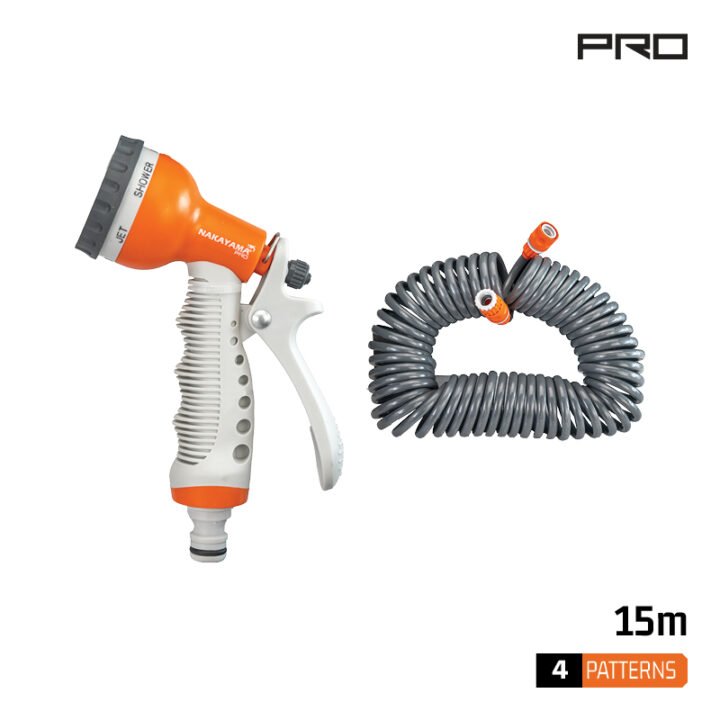 NAKAYAMA Pro GH9244 Σετ Λάστιχο Σπιράλ 15m Με Πιστόλι Ποτίσματος