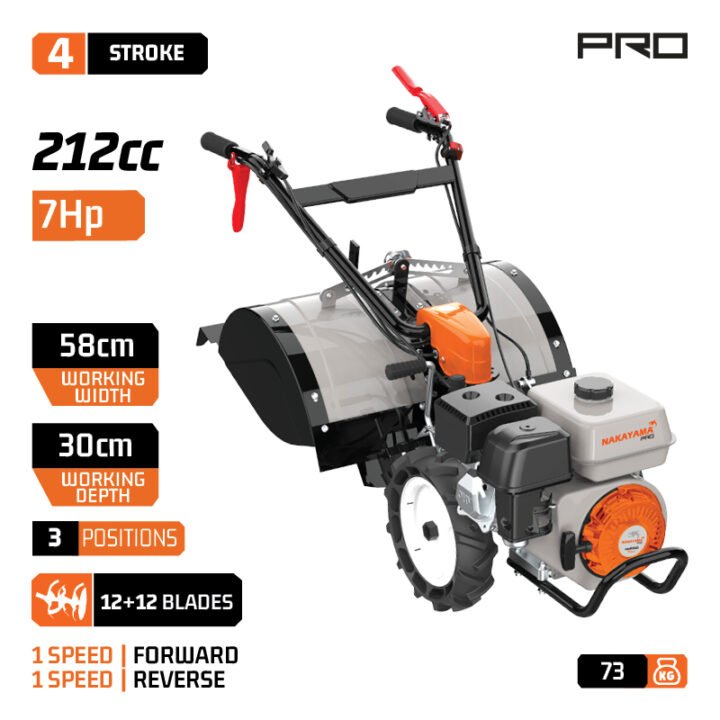 NAKAYAMA Pro MB6510 Σκαπτικό Βενζίνης 7Ηp 212cc, 1Εμπρός,1Όπισθεν 58cm (12Μαχαίρια)