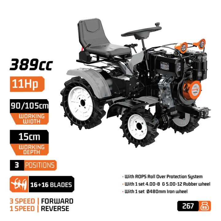 NAKAYAMA Pro MB9300  Τρακτέρ/Σκαπτικό Πετρελαίου 4WD/2WD 11Hp Με Μίζα, 1050mm,3+1Ταχ. 16+16 Μαχαίρια